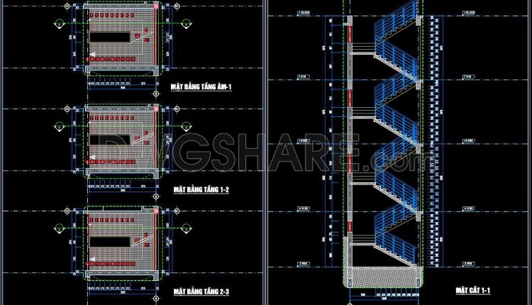388. Free Download CAD DWG – Detailed Stairs for Townhouse Design (1)