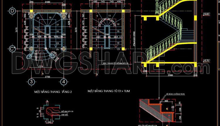 389. Free Download Townhouse Stair Detail CAD Drawings (2)