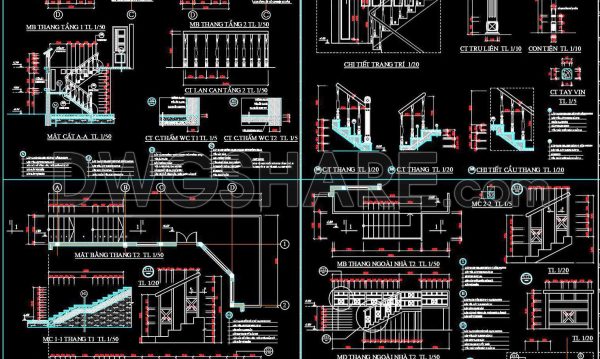 391. Free Download detailed CAD drawings of townhouse stairs