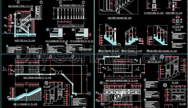 391. Free Download detailed CAD drawings of townhouse stairs (1)