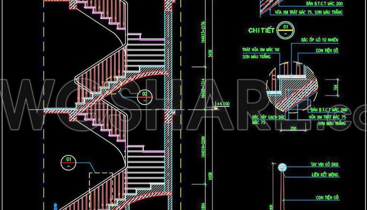 394. Free Download detailed CAD drawings of townhouse stairs (1)
