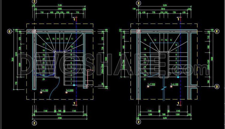 394. Free Download detailed CAD drawings of townhouse stairs (2)