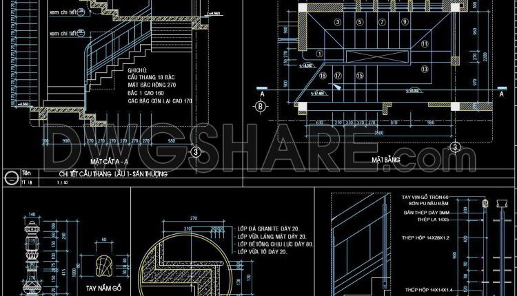 395. Free Download detailed CAD drawings of townhouse stairs (2)