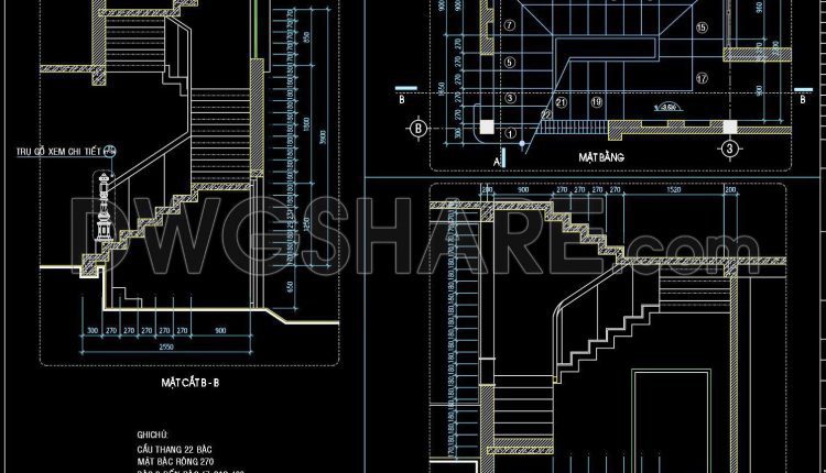 395. Free Download detailed CAD drawings of townhouse stairs (1)