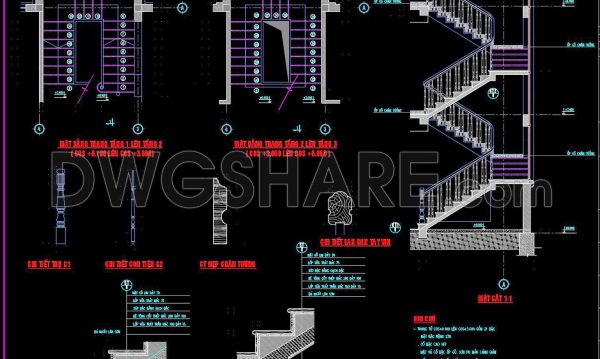 6 months ago
                

                
             634396. Free Download CAD DWG – Detailed Stairs for Townhouse Design