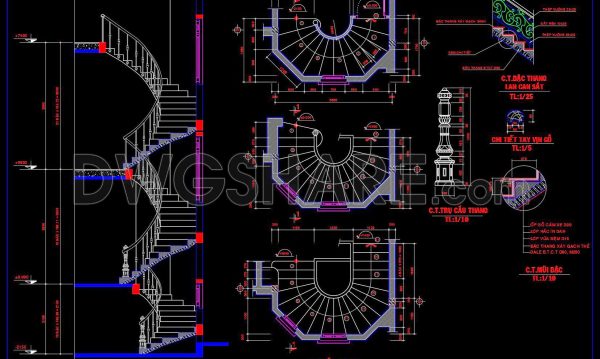6 months ago
                

                
             256398. Free Download CAD DWG – Detailed Stairs for Townhouse Design