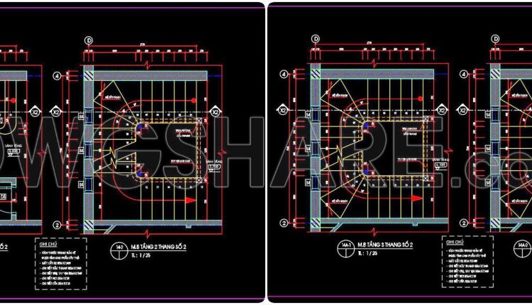 399. Free Download detailed CAD drawings of townhouse stairs (1)