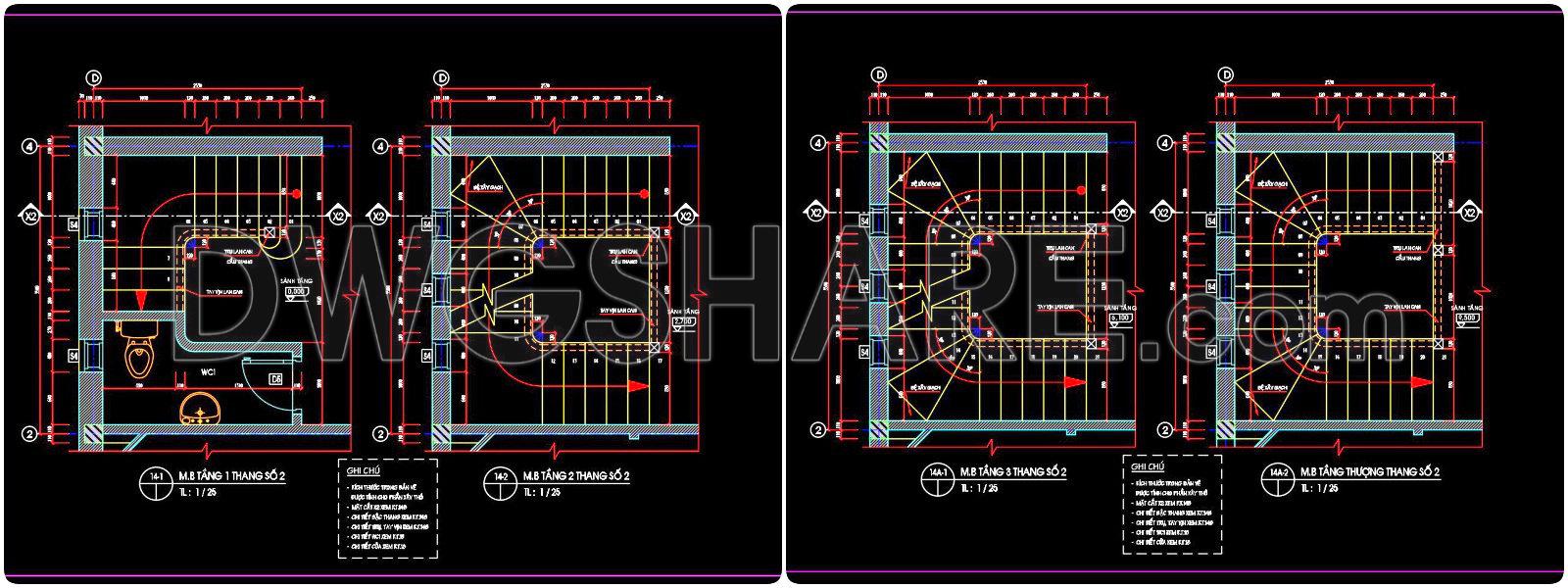 399. Free Download detailed CAD drawings of townhouse stairs (3)