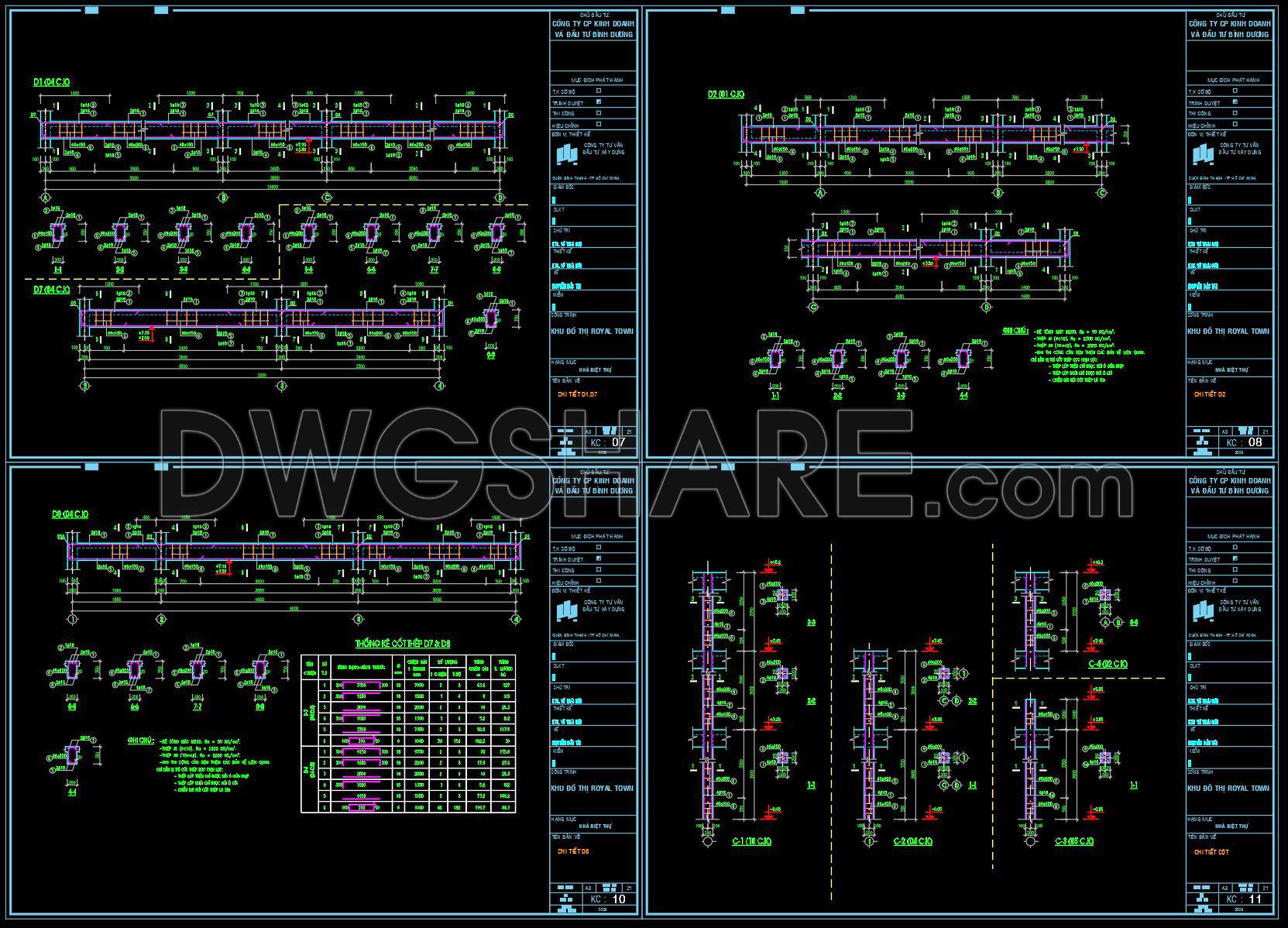404. Free Download of Structural CAD Drawings for 7.2m x 12.6m Reinforced Concrete Townhouse (2)