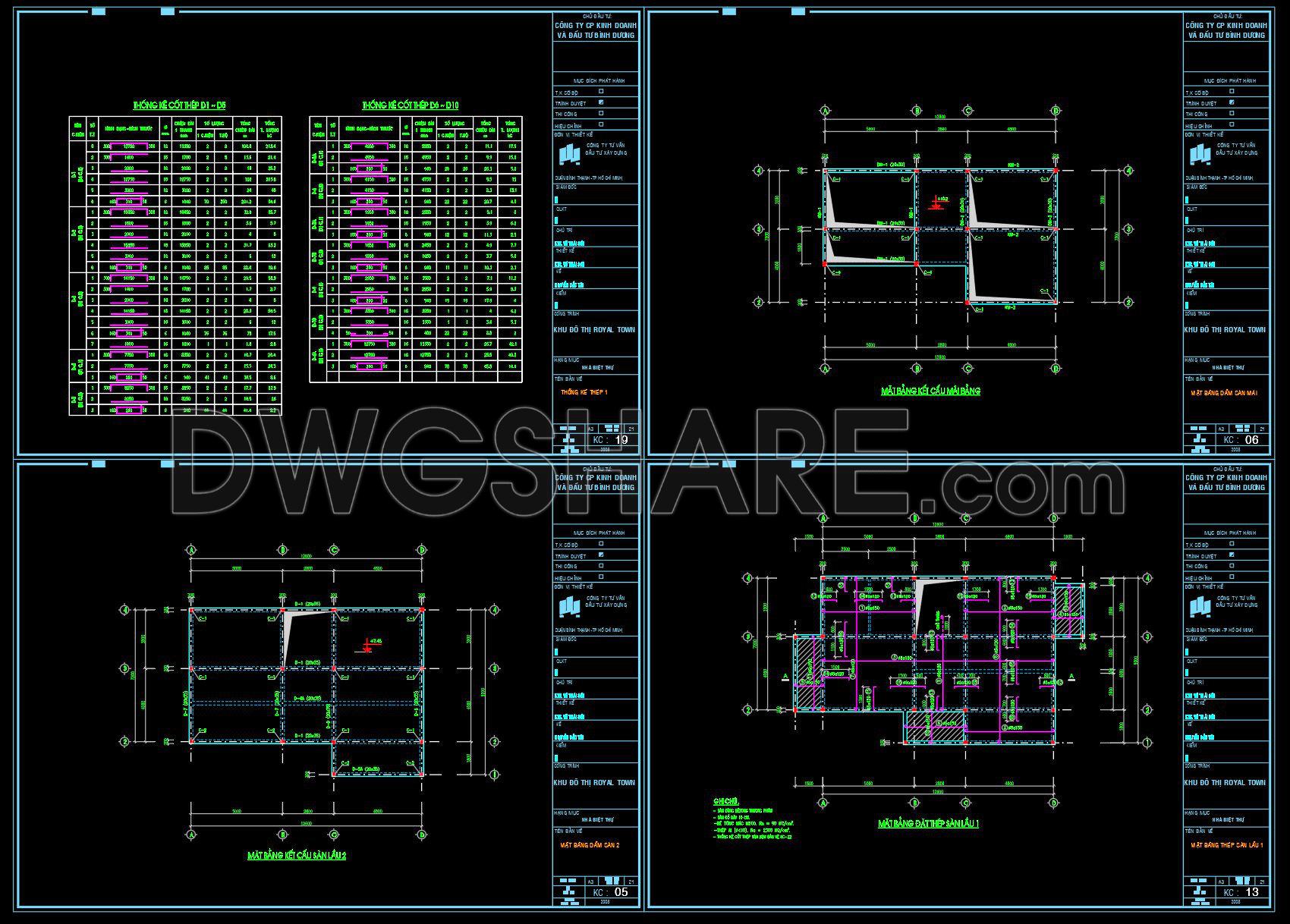 404. Free Download of Structural CAD Drawings for 7.2m x 12.6m Reinforced Concrete Townhouse (3)