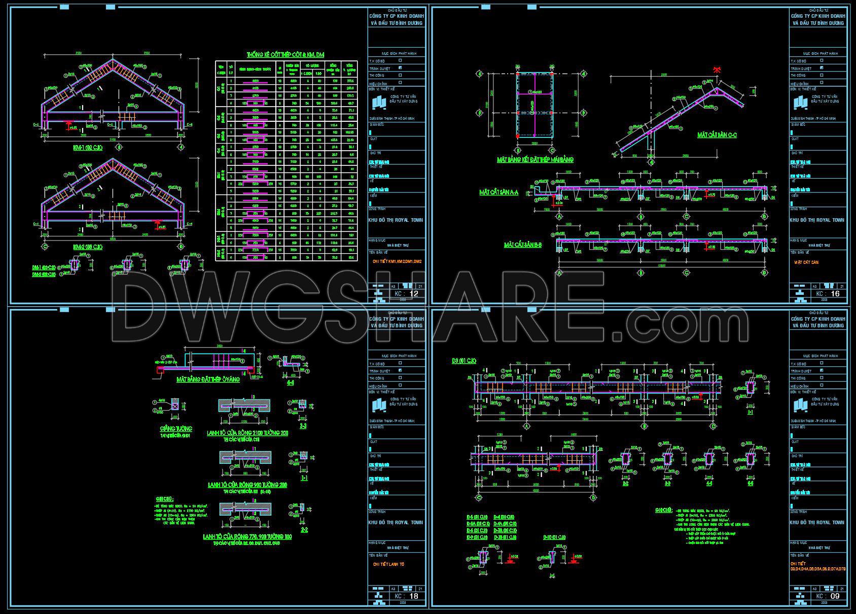 404. Free Download of Structural CAD Drawings for 7.2m x 12.6m Reinforced Concrete Townhouse (5)