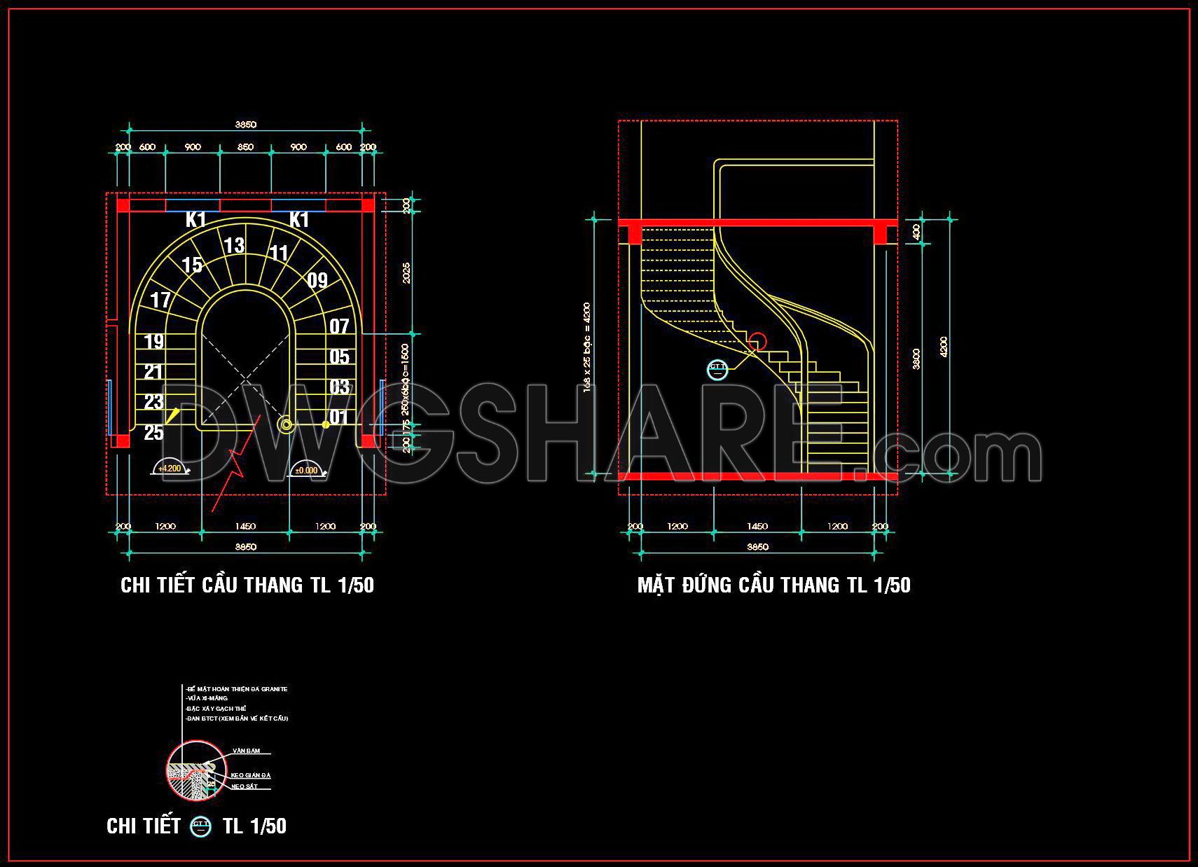 406. Free Download detailed CAD drawings of townhouse stairs (1)