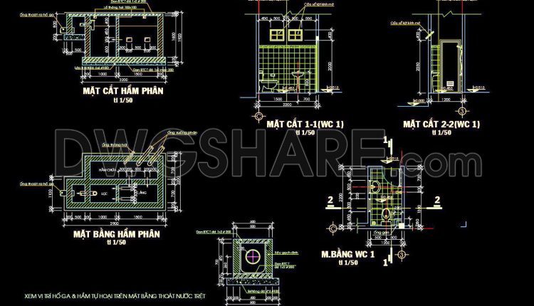 435. Free download of CAD technical drawings for the construction of bathrooms in townhouses (1)