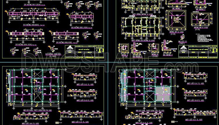 457. Free Download of Structural CAD Drawings for 7.2m x 10m Reinforced Concrete Townhouse (3)