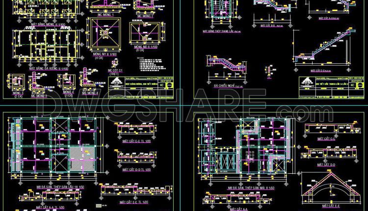 457. Free Download of Structural CAD Drawings for 7.2m x 10m Reinforced Concrete Townhouse (2)