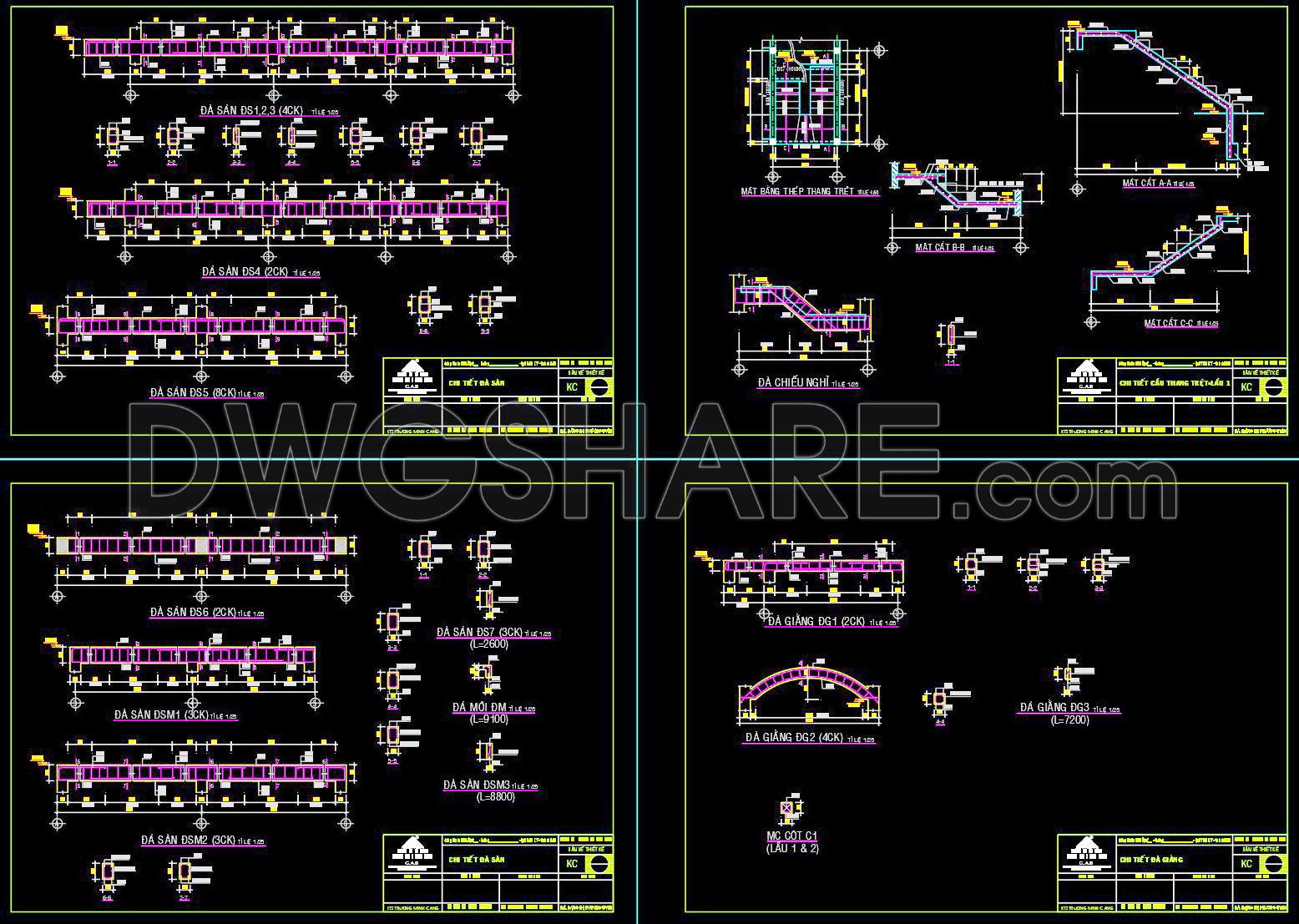 457. Free Download of Structural CAD Drawings for 7.2m x 10m Reinforced Concrete Townhouse (3)
