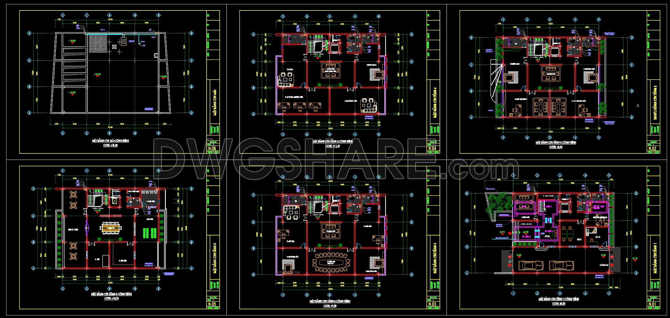 502. CAD Drawings Detailing the Design of Water Supply and Drainage Systems for a 5-Story Office Building (1)