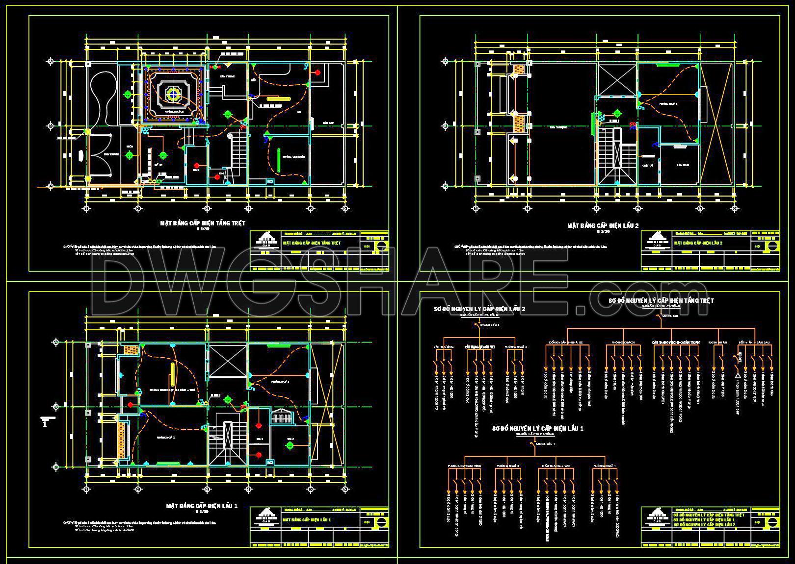 504. CAD Drawings Detailing the Design of Water Supply and Drainage Systems for a 3-Story Townhouse (1)