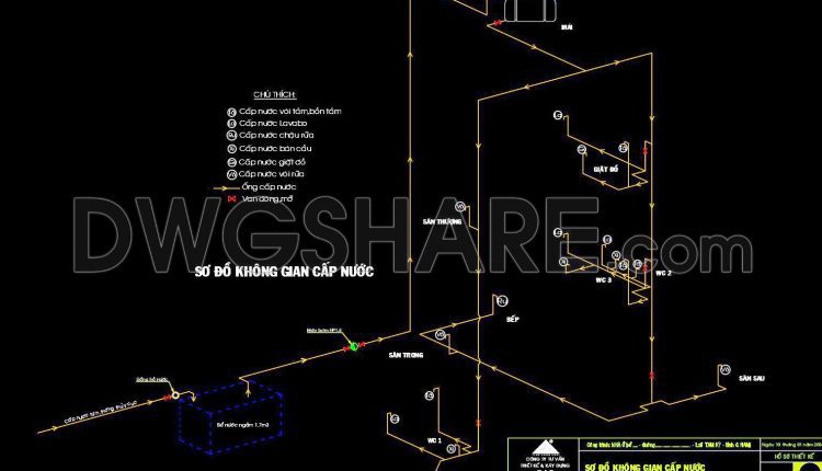 504. CAD Drawings Detailing the Design of Water Supply and Drainage Systems for a 3-Story Townhouse (2)