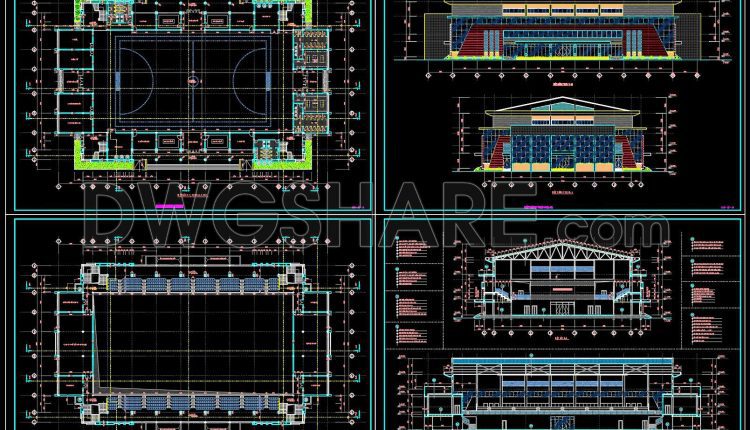 60. Free Download The Design Drawings Of A Multi-purpose Sports Hall With A Total Area Of 2,500 M2