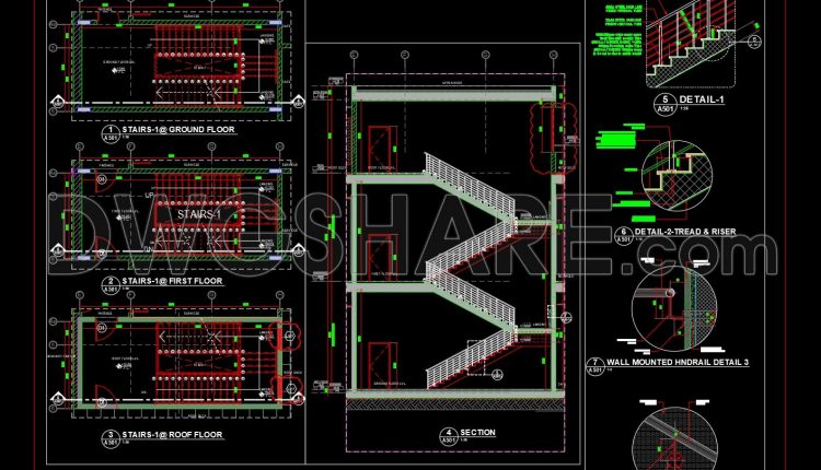 677. CAD DWG Template – Hypermarket Stair Construction Details (1)