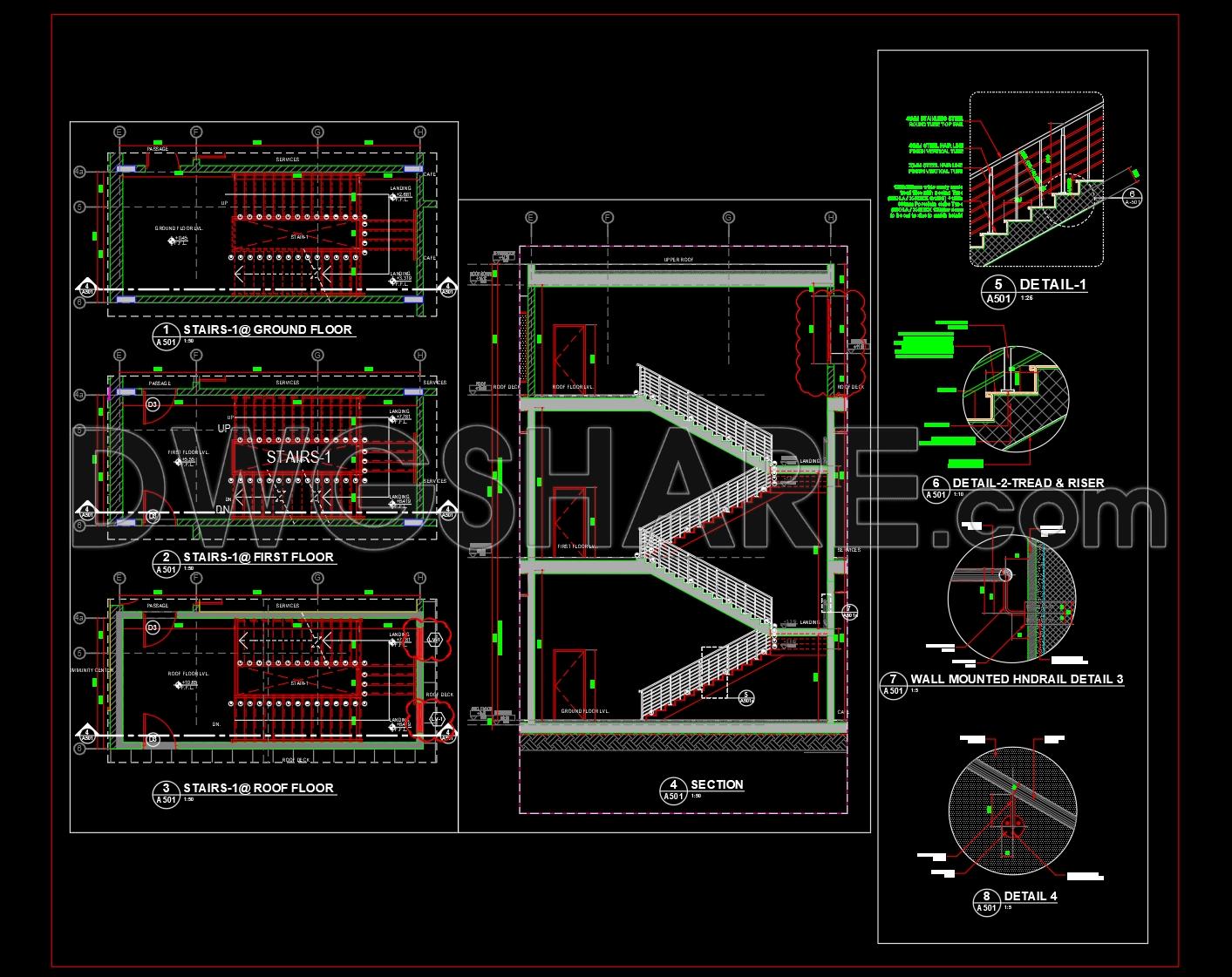 677. CAD DWG Template – Hypermarket Stair Construction Details (1)