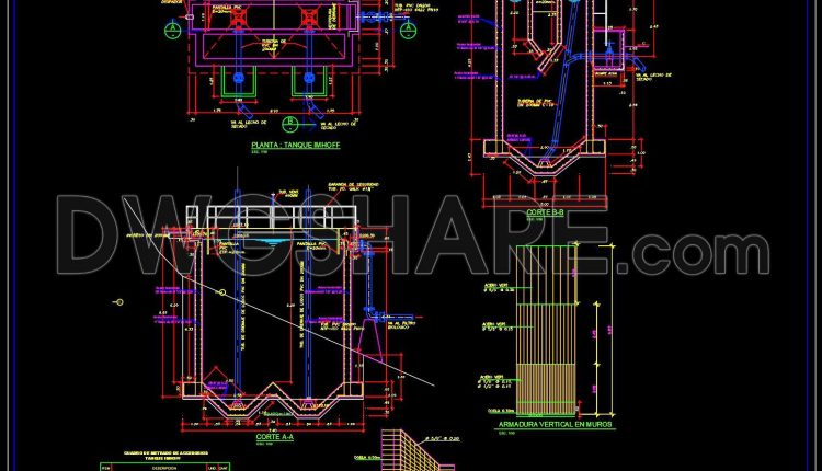 678. Imhoff Tank Wastewater Treatment Section Details CAD Drawing (1)