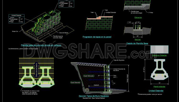 680. CAD DWG Template – Keystone Retaining Wall Structural Details (1)