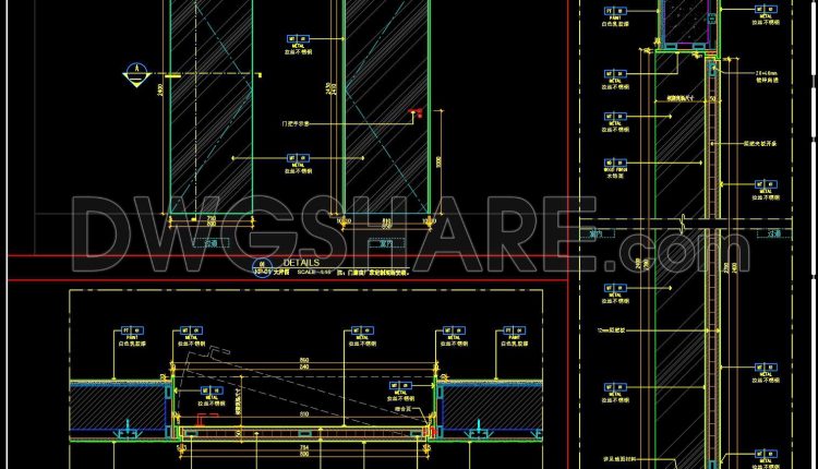 807. Free Download Detailed Metal Frame Glass Door CAD Drawing (1)
