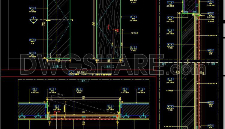 808. Free Download Detailed CAD Drawings of Modern Interior Glass Door with Metal Frame (1)