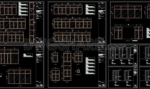 809. Free Download CAD Drawings of Detailed Aluminum–Glass Door and Window Systems