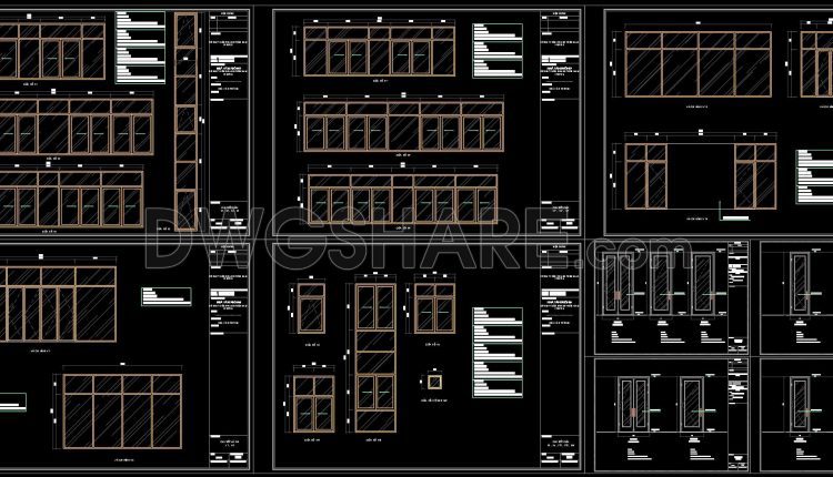 809. Free Download CAD Drawings of Detailed Aluminum–Glass Door and Window Systems (2)