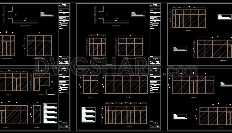 809. Free Download CAD Drawings of Detailed Aluminum–Glass Door and Window Systems (1)