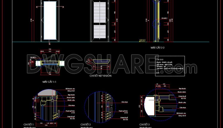 813. Free CAD Drawing – Plastic Panel Glass Swing Door Detail Design (DWG) (1)