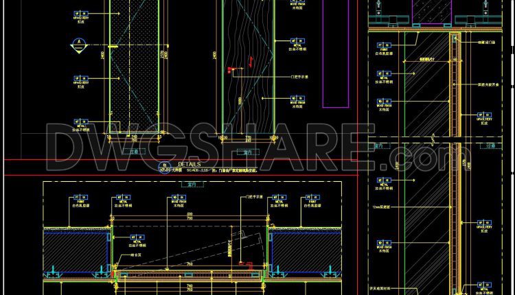 814. CAD Drawing – Wood Veneer Hidden Door (Concealed Frame Door Detail) (1)