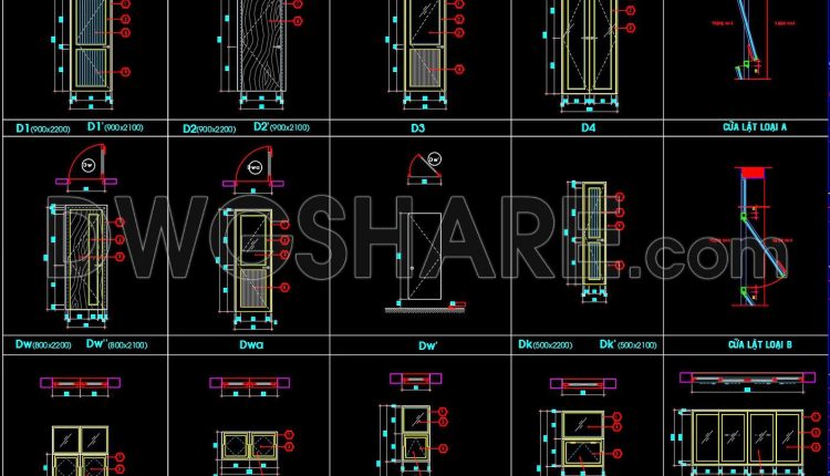 815. Free download CAD drawings of doors and windows for residential houses (1)