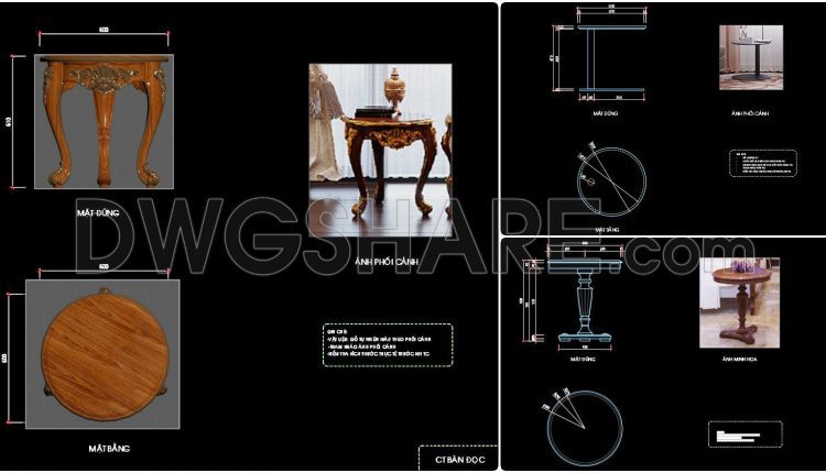 90. Free download cad drawing – decorative side table detail (1)