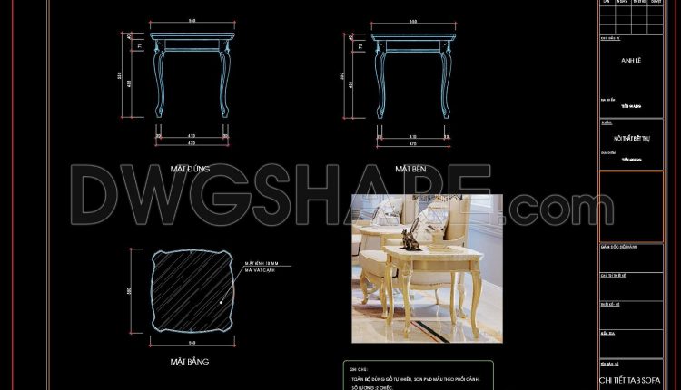 92. Free CAD Coffee Table Detail Drawings for Living Room Use (1)