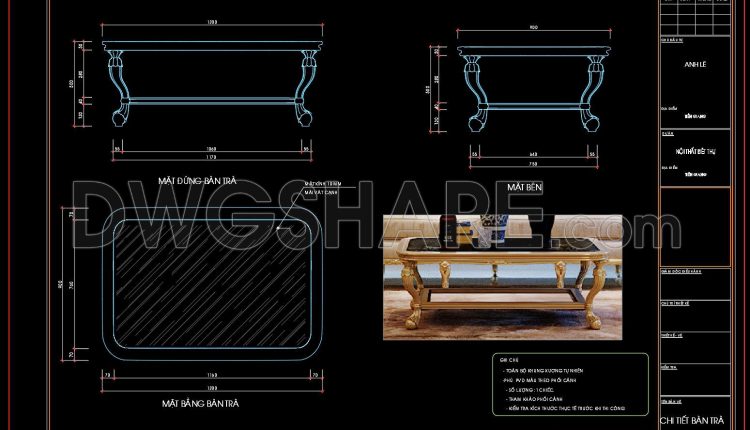 93. Free CAD Coffee Table Detail Drawings for Living Room Use (1)