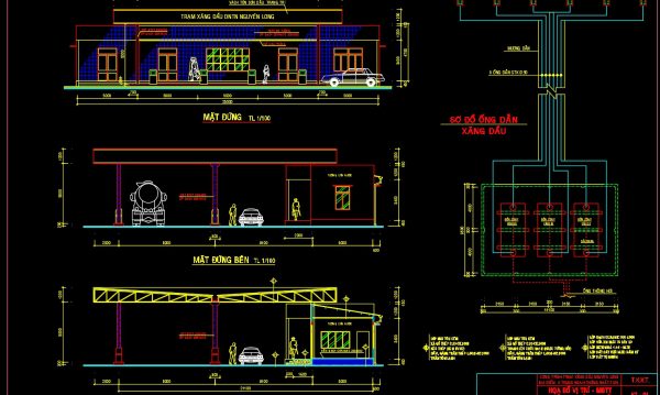 11. Download of gas station design drawings with a total area of 2,400 m2