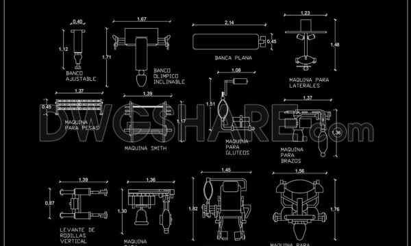 5 months ago
                

                
             57311. Free Weight Gym CAD Drawings – Bench, Smith Machine & Rack Blocks