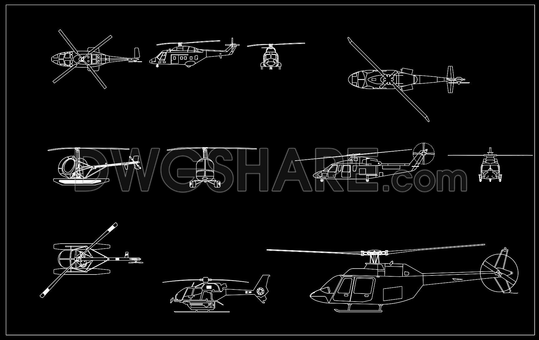 113. Free Helicopter Aircraft CAD Models and Drawings DWG (1)