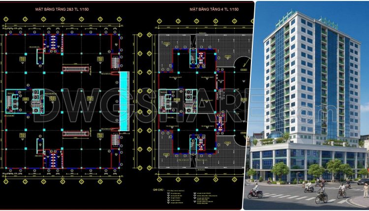 121. Free Download Cad Drawings Of A 19-storey Commercial And Office Building Floor Plan 2