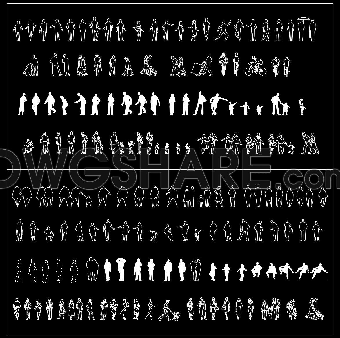 126. Complete 2D Human Figures CAD Blocks – Free DWG Library (1)