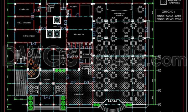 6 months ago
                

                
             851150. Free Download CAD Drawing of Restaurant Ground Floor Plan (700 m2, 350 Seats)