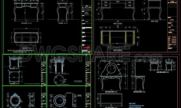 151. Download Dressing Table CAD Shop Drawing Collection