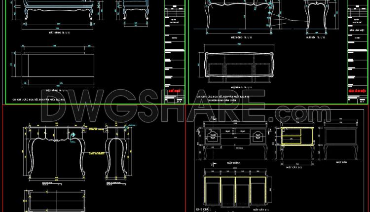 153. Download Detailed Cad Drawings Of Classic Style Desk And Lounge Chair