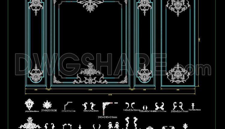 155. Download French-Style PU Molding Wall Panel Module CAD File (1)