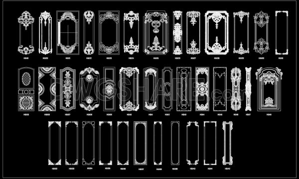 156. Free CAD Blocks Download European & French Carved Wall Panel Molding