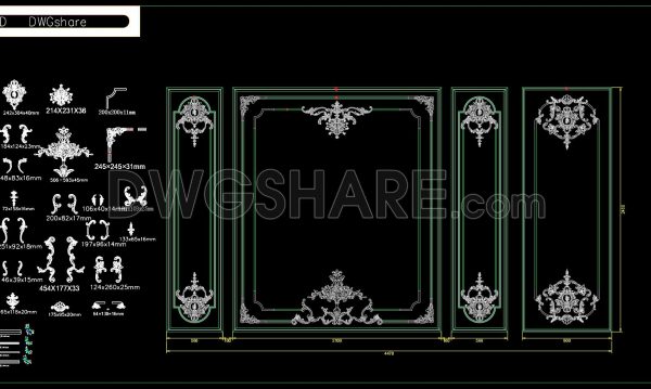 5 months ago
                

                
             290157. Free Download Luxury French-Style Background Wall Module DWG File